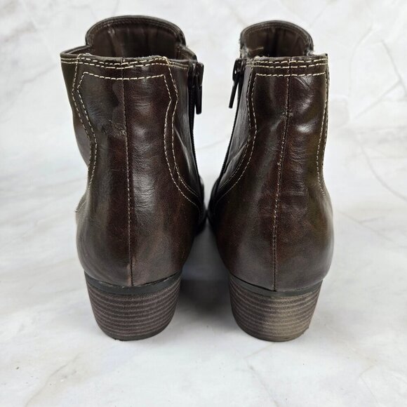 Dr Scholl's Size 8.5 Jolt Brown Faux Leather Booties Side Zipper Chunky Heel - Picture 8 of 16